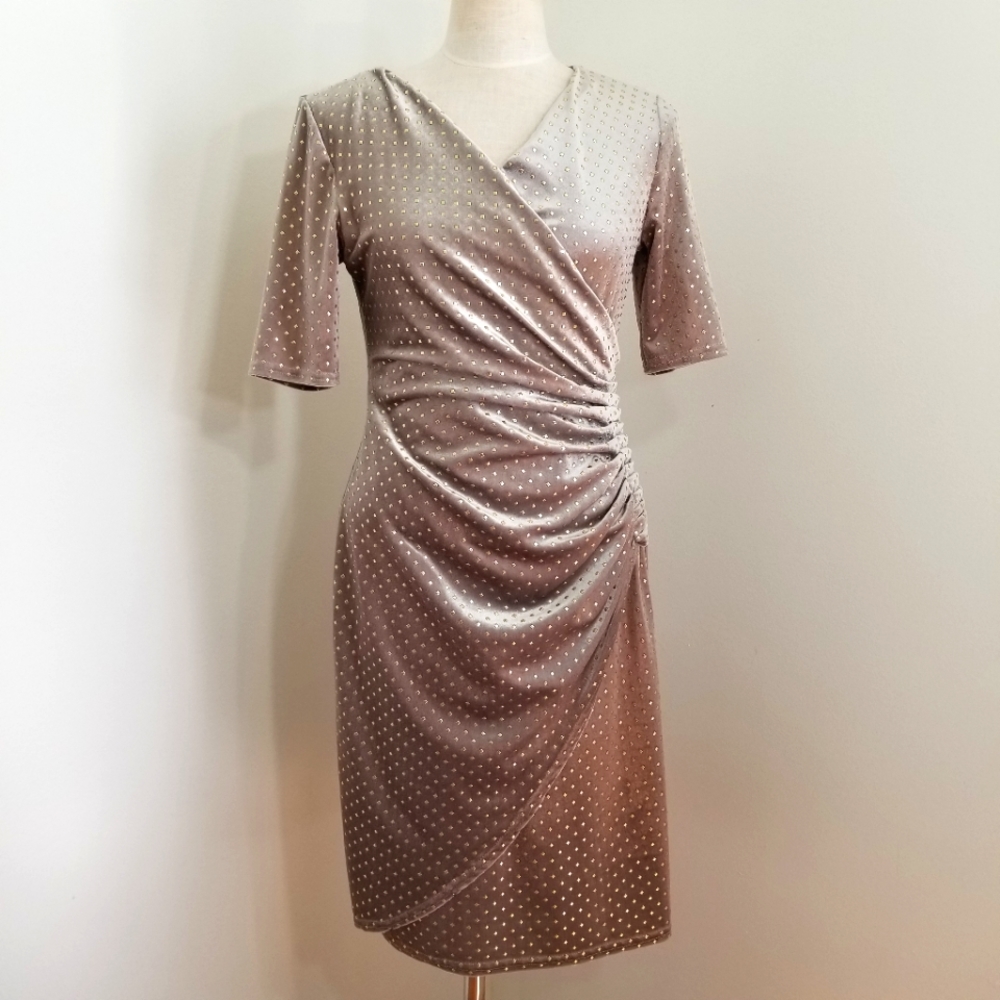 Joseph Ribkoff Studded Velour Side Cinched Dress Size 10